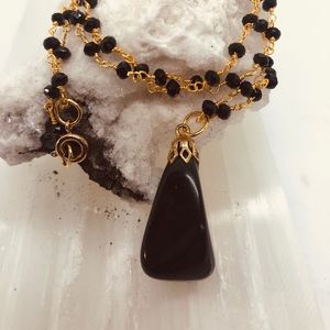 Black Onyx Rondelle Chain Onyx Gemstone Pendant